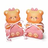 Design adorable : jolis oursons décorés disponibles dans des couleurs pastel avec des détails tels que des bonnets ou des nœuds, parfaits pour célébrer les naissances et les baptêmes aussi bien pour les garçons que les filles