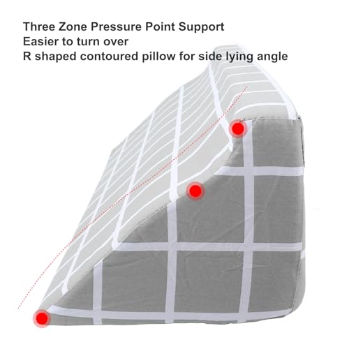 Asixxsix Bed Wedge Pillow, 50 x 25 x 15cm Triangle Pillow Wedge with Concealed Zipper, r Foam Padding Wedges Body Positioner for After Surgery, for Elder Pregnant Women