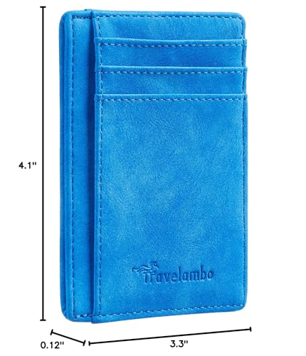 Image of Travelambo Slim Wallet Front Pocket Minimalist Leather RFID Blocking Medium Size