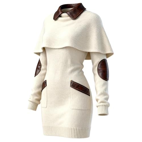 Robe décontractée à col châle vêtement automne doux et confortable - 3