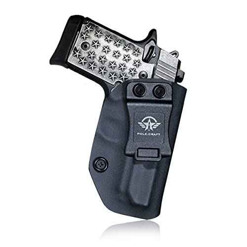 Gun Holster, Sig P938 Holster IWB Kydex Holster Custom Fit: Sig P938 Pistol - Inside Waistband Concealed Carry - Adj. Cant Retention - Cover Mag-Button - Holster Case Pouch (Black, Right)