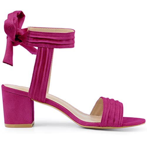 Image of Allegra K Women's Open Toe Ankle Tie Back Block Heels Sandals