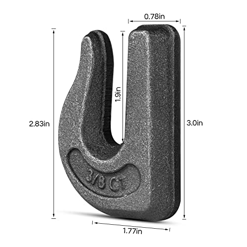 6Pcs WeldOn Chain Hook, 3/8 Inch Grade 70 Clevis Grab Hooks for