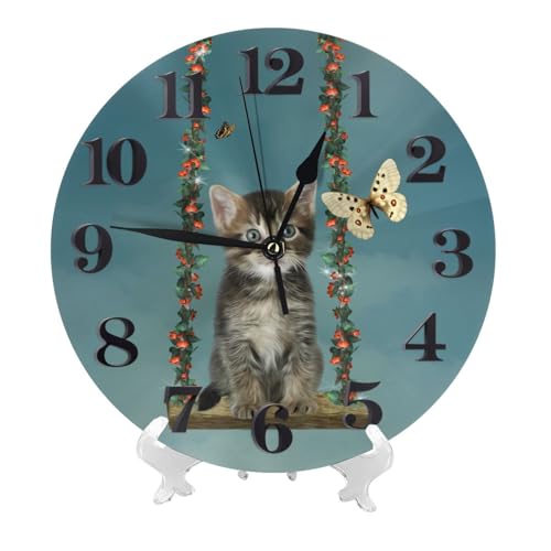 掛け時計 おもしろ 猫 猫柄 面白い ねこ 北欧 壁掛け時計 静音 自宅 寝室 部屋飾り 贈り物 インテリア 大数字 直径25cm 非電波 アニメ グッズ キャラクター かわいい プレゼント