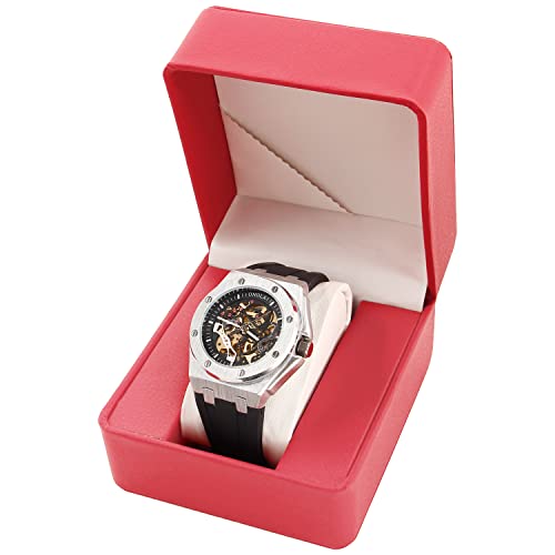 Image of Tiong Fashion Automatic Watches Mechanical Wrist Watch Golden for Mens Skeleton Watches with Stainless Steel Transparent Dial