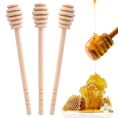 3 Pcs Honey Dipper Sticks, 16cm Wooden Honey Mixing Stirrer, Honey Spoons Dispenser for Kitchen Tool, Party Favors, Gift, Honey Dispensing, Giveaway