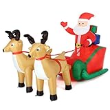 BAKAJI Babbo Natale Gonfiabile su Slitta con 2 Renne...