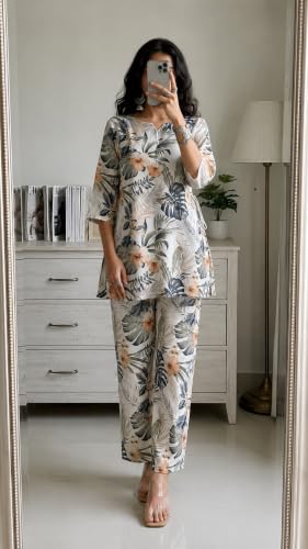 Image of RANGRIKA.in Co-ord Set for Women Stylish | Kurta Set for | Short Kurti with Palazzo | Ethnic Jaipuri Kurti Set | Kurti Palazzo Set | Salwar Suit