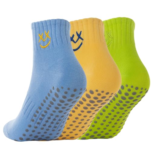 Image of Soxbang 3 /6 Pairs Cute Pilates Socks with Grips,Yoga Socks Barre Sock Non Slip Grip Embroidery for Barre Ballet Workout
