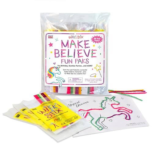 Wikki Stix Make Believe Party Favors for Kids 20 Individual Mini Packs with Unicorn Mermaid & Princess Sheets Non-Candy Goodie Bag Stuffers for Birthday Parties Sleepovers & Pinatas Ages 3+