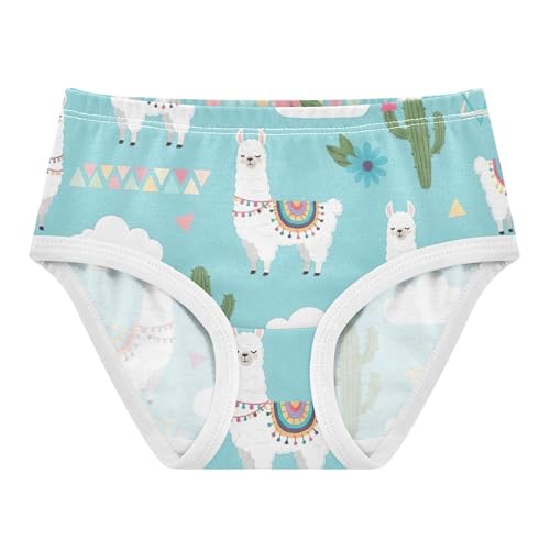 Cute White Llamas Colorful Blue Panties for Girl Girls Underwear Toddler Cotton Funny Undies Kids Briefs 2t