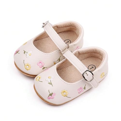 yibubu Fashion Gold Bow Baby Girl Shoes Soft Sole Crib Shoes for Infant & Toddler, Non-Slip First Walkers Newborn Baby Mary Jane Flats (3039AP, Infant, 6 Months, Age, US Footwear Size System, Medium)