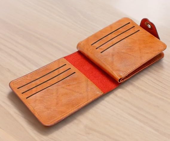 Generic Stylish Men's Wallet: Premium PU Leather Dollar Bill Design with Button Closure (Black), Varietos W13