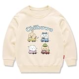 [ZLGreenTech] ちいかわ ハチワレ うさぎ 子供服 春秋 スウェット 長袖 クルーネック 男の子 女の子 綿100% キッズ 薄手 カジュアル 小学生 トップス プレゼント ベージュ 130CM