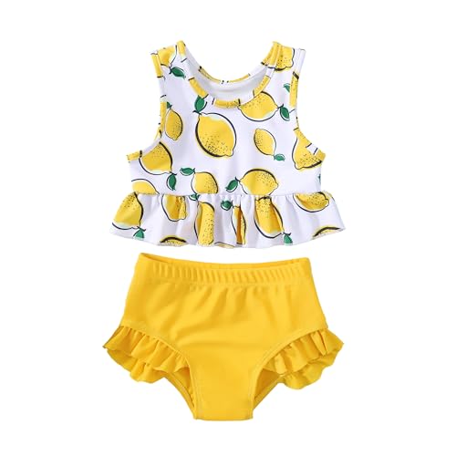 Image of Baby Swimsuit Girl Two Piece Bathing Suit Toddler Girls Summer Beach Ruffle Tankini Swimwear 1-7Y