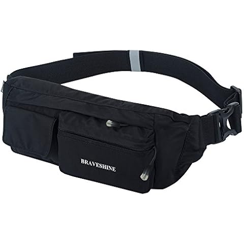 Black Bumbag for Women Men with Large Capacity, Sport Hip Pouch Waist , Money Belt Pouch Ajustable Belt for Phones,Suitable for Working,Walking,Traveling, Daily Leisure [4 Zip Pockets] Cover