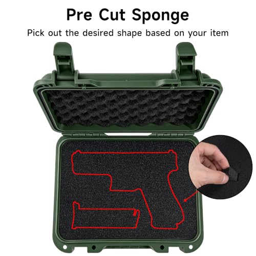 Image of TSA Approved Gun Pistol Case Waterproof Handgun Case with Pre-Cut EVA Foam Shockproof Travel Carrying Hard Shell Case Included Silica Gel Canister, Black