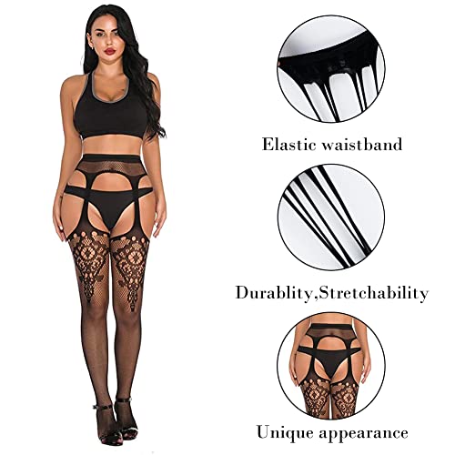 Image of Women's Fishnet Stockings High Waist Tights Suspender Hosiery Sexy Pantyhose