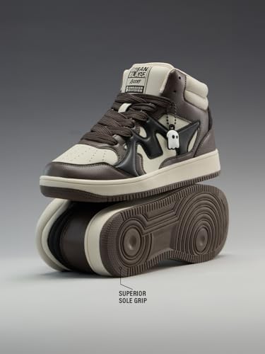 Image of The Souled Store UBZ Ascend: Men and Boys High Top Sneakers | Colourblocked Trainer with Durable PU, Padded Collar & Superior Grip Outsole