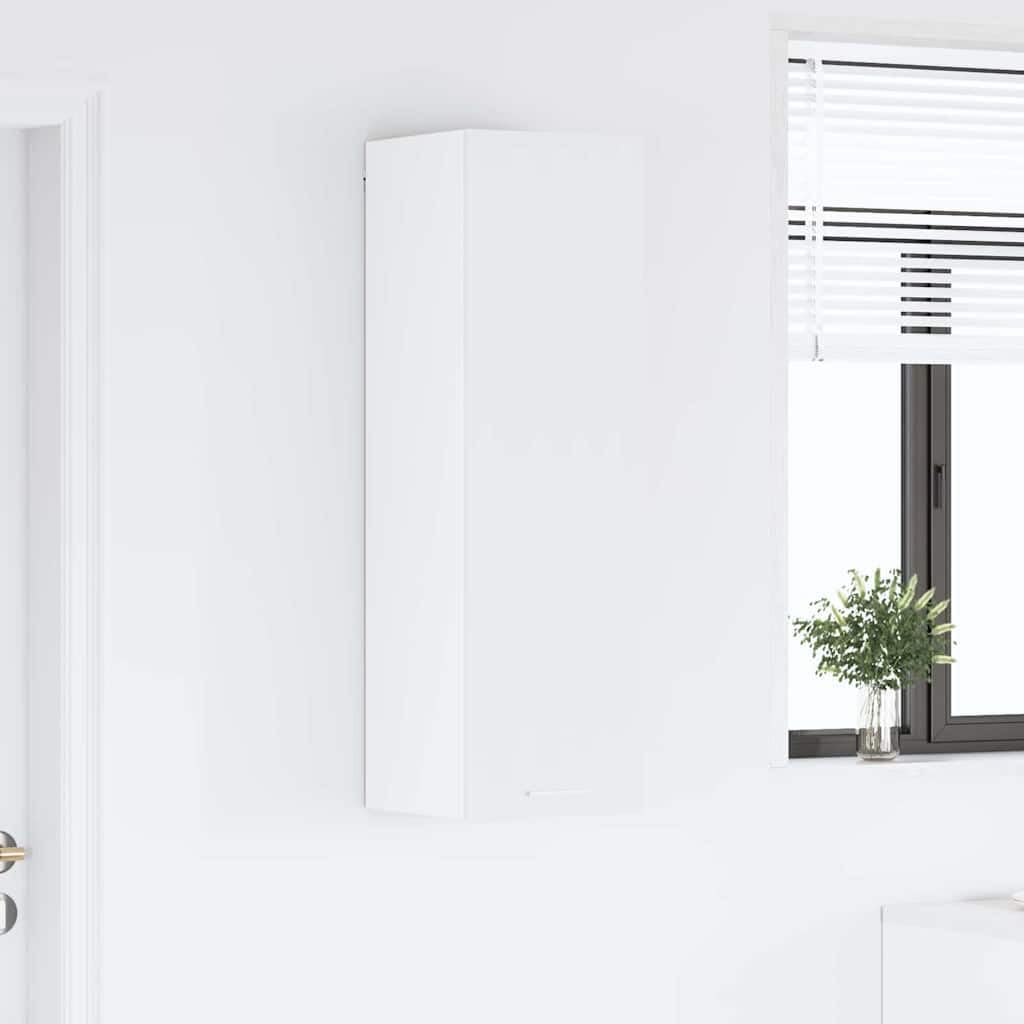 Hängeschrank aus Holzwerkstoff Weiß 30 x 31 x 100 cm mit viel Stauraum und Tür, moderner Küchenschrank für Küche, Esszimmer, Flur und Speisekammer, praktische Ablage für Geschirr und Vorrat
