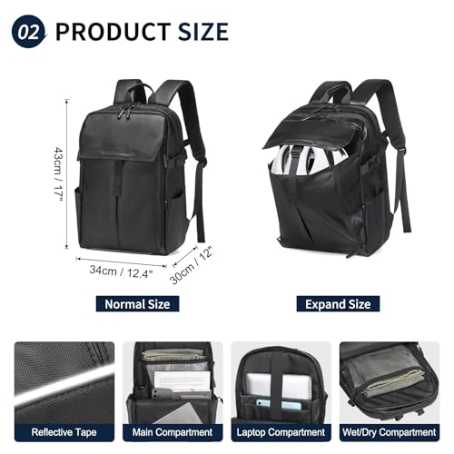 Expandable Laptop Backpack for Men & Women - Business, Travel & Gym Bag with Ball Compartment, Water-Resistant4