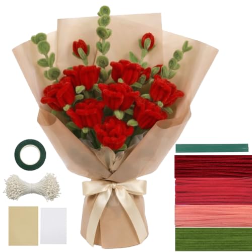 YUNAMI Chenille Stems for DIY Flower Making - 200 Pcs Pipe Cleane...