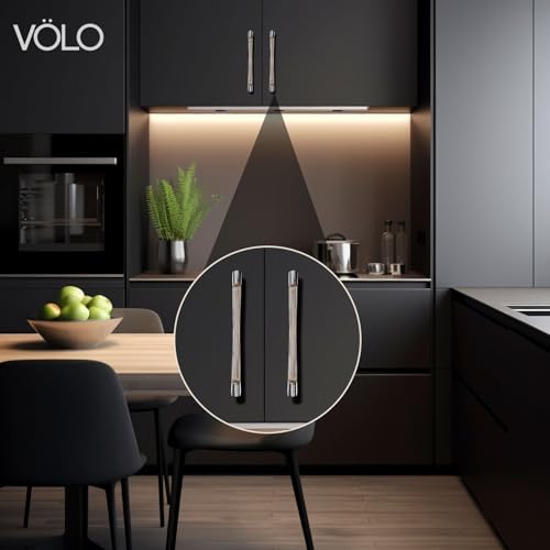 Image of VOLO Wardrobe Cabinet Handle - Sleek Pull Handle for Drawers, Wardrobes, Sliding Doors, and Cabinets in Kitchen, Bedroom, and Office (R-241) (2, Silver, 160MM (8 Inch))