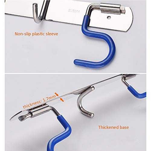 Exttlliy 304 Stainless Steel Broom Holder Organizer Multifunctional S-Style Wall Mount Mop Storage Hanger Racks (3 Positions Hooks)