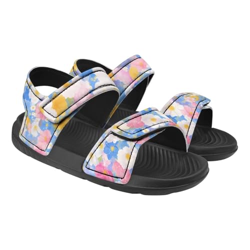 Summer Double Hook and Loop Sandals for Girls with Print, Anti-Slip, Comfort, Light, for School, Playground, Beach
