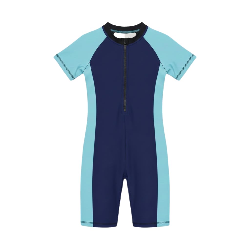 A.T.U.N. (ALL THINGS UBER NICE) Boys One Piece Swimsuit with Front Zip Closure | Half Sleeve Athletic Swimwear with Knee Length Fit | Comfortable Pool and Beach Swimming Costume for Kids-image-6
