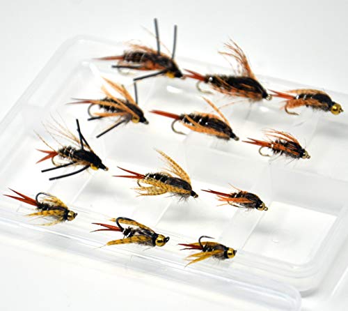 Outdoor Planet 12Pcs 20 Incher Attractor Nymph/Stonefly/Attractor Nymph/Prospecting Nymphs/Mayfly Nymph/Wet Flies For Trout Fly Fishing Flies Lure Assortment #TOP2