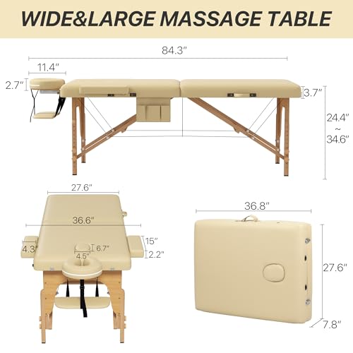 Image of KCC Memory Foam Massage Table Premium Portable Foldable Massage Bed,Beige