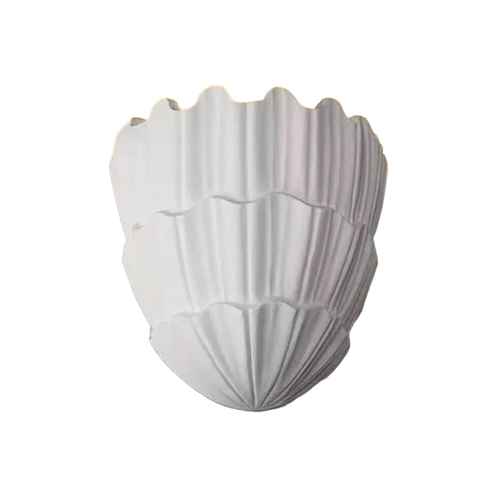 SXECAEPS White Plaster Shell Sconce Sculptural Wall Mount Light Fixture, Aesthetic Gypsum Lamps for Bedroom Living Room Home Decor, G9 Hardwired Sconces Lighting(A)