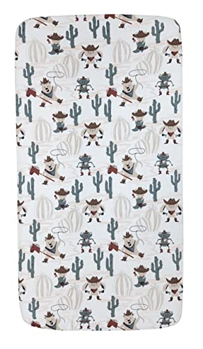 Image of Dear Baby Gear Baby Crib Sheets - Toddler Bed Sheets - Breathable Fitted Bed Sheet - Nursery Bedding - Infant Cribs Mattress Cover - Crib Sheet for Girls & Boys - 52x28x10 (Cowboy Critters & Cactus)