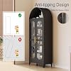 GAIOUS 73 Tall Metal Arched Storage Cabinet, Modern Farmhouse File Cabinets with Doors & Adjustable Shelves, Versatile Bookcase/Display/Cupboard with Open Storage Area for Office-Black