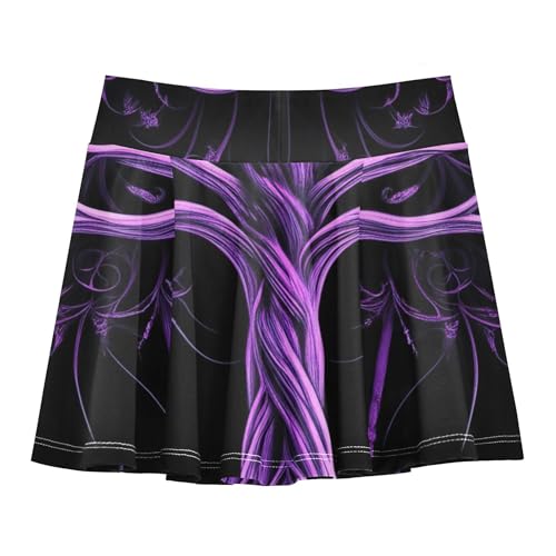 Digital Artwork Glowing Purple Tree Girls' Shorts Athletic Skorts Kids Tennis Skirts 2 in 1 Butterfly Skirt 3t2
