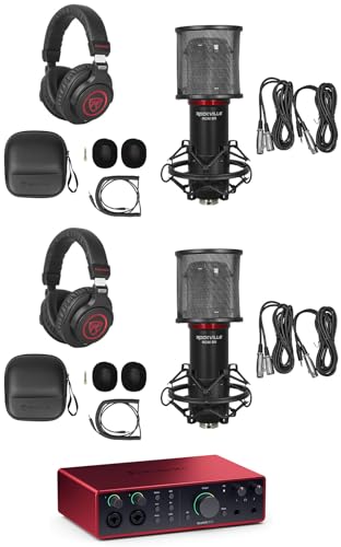 Audiosavings Bundle: SCARLETT 16i16 4th Gen USB Audio Interface Bundle with (2) Rockville PRO-M50 SR Studio Headphones & (2) Rockville RCM SR Condenser Microphone (5 Items)