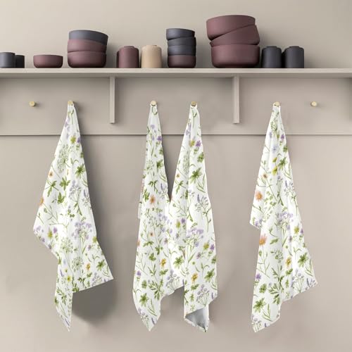 Toallas de cocina grandes con diseño de flores silvestres para decorar y secar en tu hogar 6