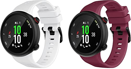 Chainfo Correa de Reloj compatible con Garmin Swim 2 / Forerunner 45, Blando Silicona Narrow Delgada Deporte Reemplazo Pulsera NO230320 (J [Pack of 2])