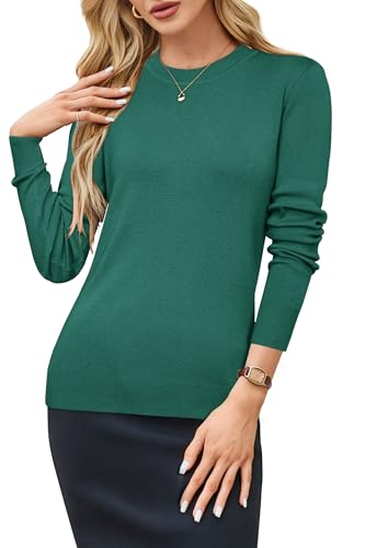 Image of Arach&Cloz Women's Wool Blend Classic Crew Neck Casual Fall Sweaters