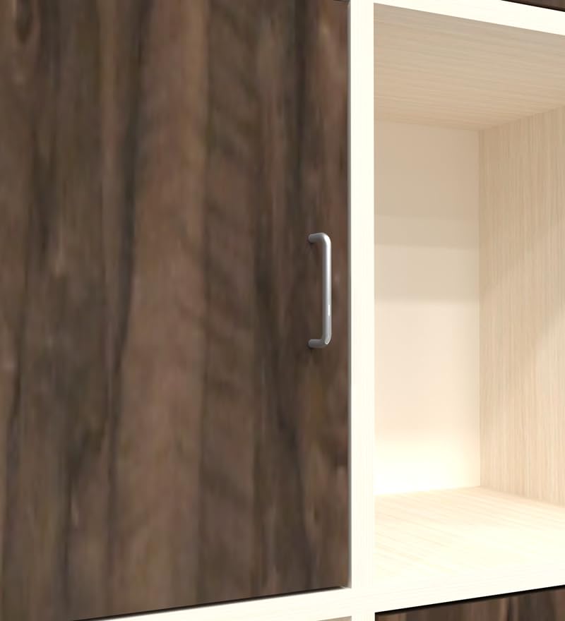 Image of SPECIALITY PANELS 8 Cube Bookshelf with 4 Open Shelves and 4 Closed Shutters, 73x35x176 cm, Carpenter Assembly Provided