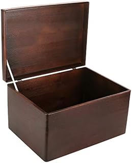 Creative Deco XXL Large Brown Wooden Storage Box Chest | 40 x 30 x 24 cm (+/-1 cm) | with Hinged Lid | Gift Box for Tool Dog Toy Shoes Clothes Kitchen Document Storage | Wood Keepsake Memory Craft