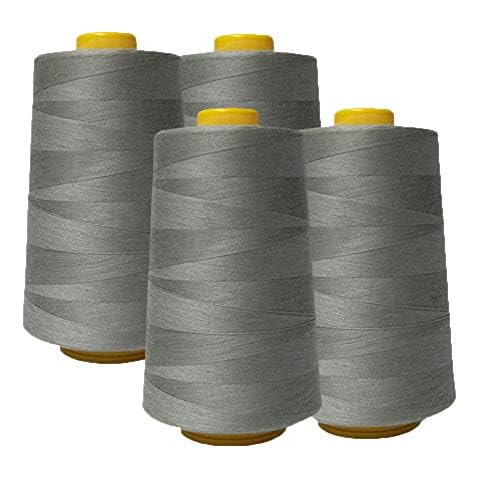 AK Trading 4-Pack LIGHT GRAY All Purpose Sewing Thread Cones (6000 Yards Each) of High Tensile Polyester Thread Spools for Sewing, Quilting, Serger Machines, Overlock, Merrow & Hand Embroidery Cover
