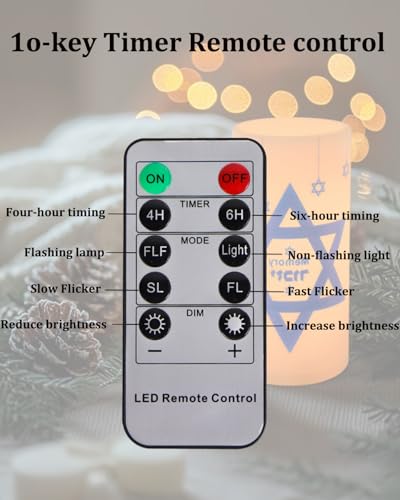 Image of Yahrzeit Memorial Candles with Timer Remote Control 2Pcs | Loss of Loved One Sympathy for Bereavement Gifts,,Shabbat Holiday,Hanukkah Decorations,4 /6 Hours Timer