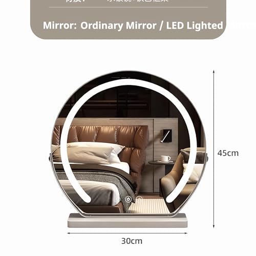 Espejo de tocador con luces, medio círculo, LED táctil miniatura 5