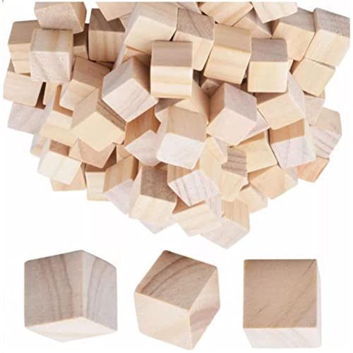Aolidsive Cubos de Madera para Bricolaje, Material Schima Superba, Perfectos para Proyectos de Arte Creativos con Juego de 100 Piezas para Niños y Amantes de las Manualidades