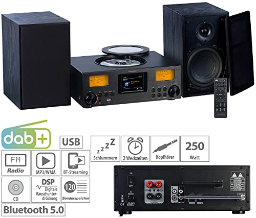 VR-Radio HiFi Anlage: Micro-Stereoanlage: Webradio, DAB+, CD, Bluetooth, App, 300 W, schwarz (Web Radio, HiFi Anlage mit DAB+ und CD, Uhr) – Bild 4