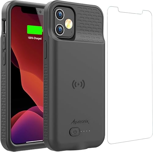 Alpatronix Battery Case for iPhone 13 Mini (5.4 inch) Strong Slim Portable Protective Extended Charger Cover with Wireless Charging CarPlay and Certified Connector Chip (BX13mini) - Black