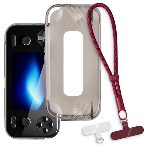 OAGELIM 2-in-1�ی�P�[�X�ƃ��X�g�X�g���b�v Ayaneo Pocket S Mini �Ƃ̌݊������� ���O���\�ȃ��j���[�h�t���d�b�J�o�[�A����~�ߕ����h�~�O���b�v�n���h�� (�u���b�N + ���b�h)