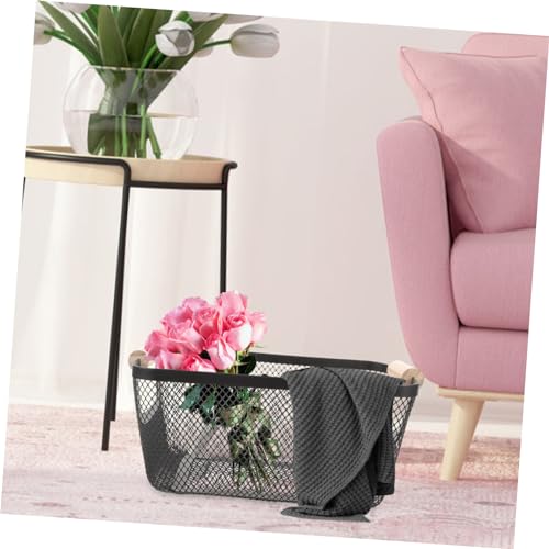 Cesta metálica rejilla negra PRETYZOOM rectangular de gran capacidad 7